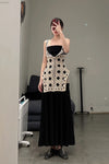 SWAYING/KNIT Embroidered Crochet Vest with Bandeau White/Black SW22SST57